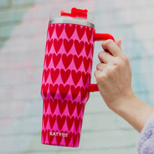 Load image into Gallery viewer, Girly Red Hearts Valentine's Day Tumbler with Handle