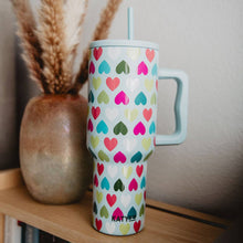 Load image into Gallery viewer, Multicolored Hearts Valentine's Day Mint Tumbler Cup