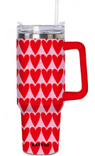 Load image into Gallery viewer, Girly Red Hearts Valentine's Day Tumbler with Handle