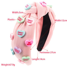 Load image into Gallery viewer, Valentine‘s day heart candy knotted Headband
