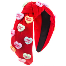 Load image into Gallery viewer, Valentine‘s day heart candy knotted Headband
