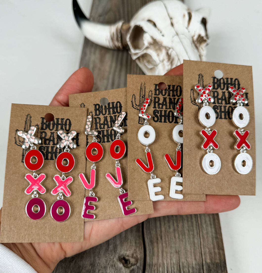 LOVE XOXO Valentines’s Day Earrings Dangle