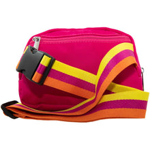 Load image into Gallery viewer, Hot Pink Solid Belt Bag with Striped Strap Valentine&#39;s Day

