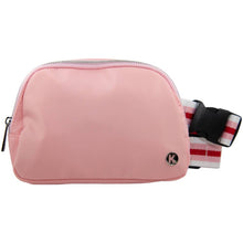 Load image into Gallery viewer, Light Pink Solid Belt Bag with Striped Strap Valentine&#39;s Day
