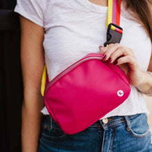 Load image into Gallery viewer, Hot Pink Solid Belt Bag with Striped Strap Valentine&#39;s Day
