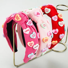 Load image into Gallery viewer, Valentine‘s day heart candy knotted Headband
